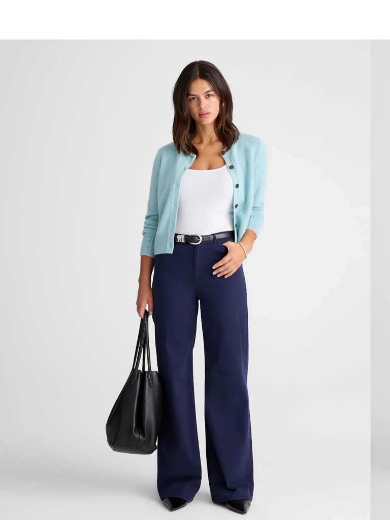 Madewell Nwt Wide-Leg Pant In Garment-Dyed Twill Midnight Navy Blue Size 27p